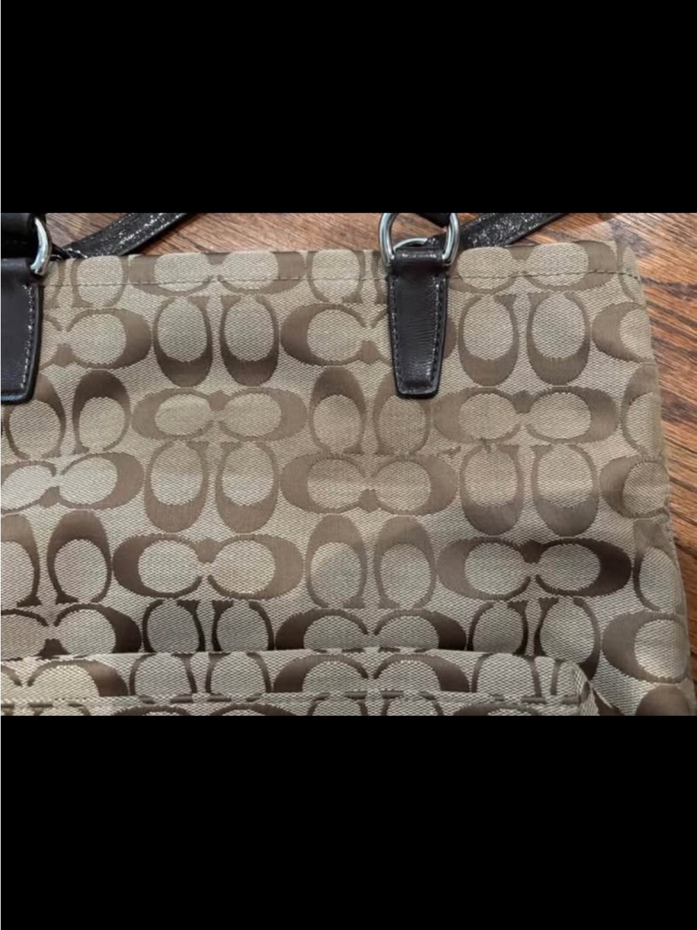 Coach Brown Signature Canvas Tote with Dark Trim - Picture 3 of 7